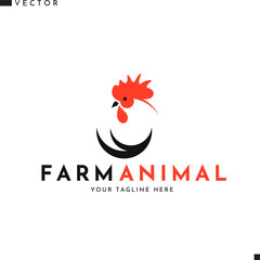 Farm animal logo. Abstract chicken