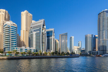 Fototapeta na wymiar Skyscrapers at Dubai Marina.