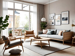 Armchair and Sofa in Inviting Space with Stunning Background