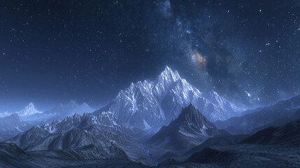 Night Mountains and Galaxy - Cosmic Wallpaper