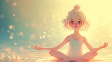 Girl Sitting in Lotus Position