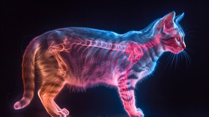 Obraz na płótnie Canvas Feline X-Ray: Side View of Cat in Gradient Colors