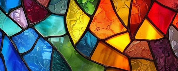 Multicolored Stained Glass With an Irregular Pattern