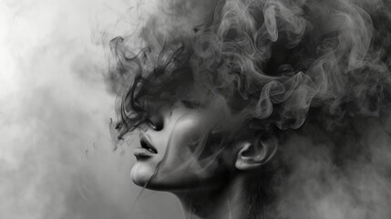 Woman With Smoke Emitting From Face