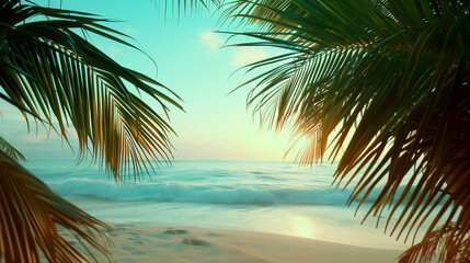 Fototapeta premium Palm tropical paradise by the ocean