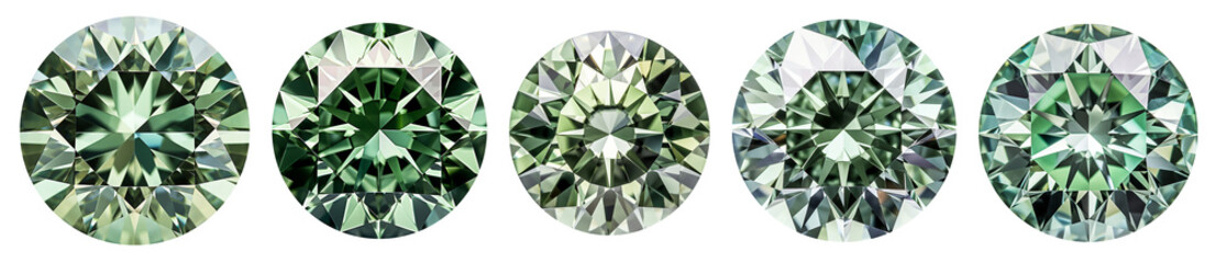 isolated illustration of green circle emerald gem crystal. Created with Generative AI	