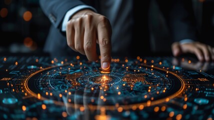 Finger Touching Futuristic Interface