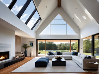 Expansive Modern Lounge with Majestic Cathedral Vaulted Ceiling
