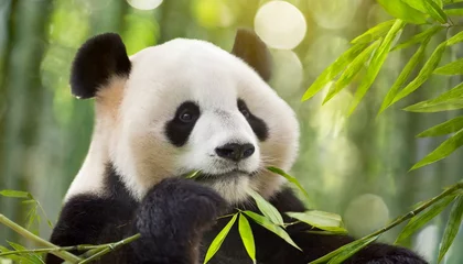 Fototapete giant panda eating bamboo © Dan Marsh