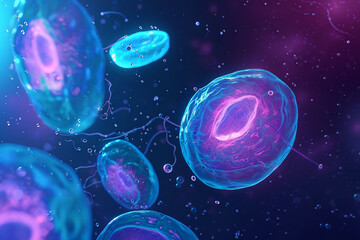 futuristic style human stem cell, scientific illustrations