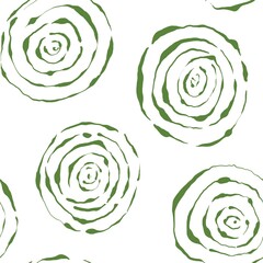 Seamless abstract geometric pattern. Background in green, white. Illustration. Lines, circles, meanders. Design for textile fabrics, wrapping paper, background, wallpaper, cover.