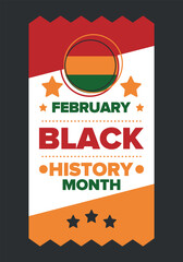 Black History Month. African American History. Celebrated annual. In February in United States and Canada. In October in Great Britain. Poster, card, banner, background. Vector illustration