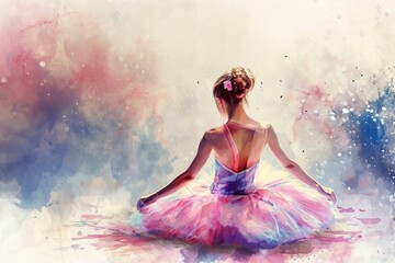 a painting of a ballerina in a colurful tutu - obrazy, fototapety, plakaty