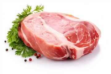 Savory Slice: Isolated Piece of Ham on White Background for Meat Lovers. Perfect for Groceries