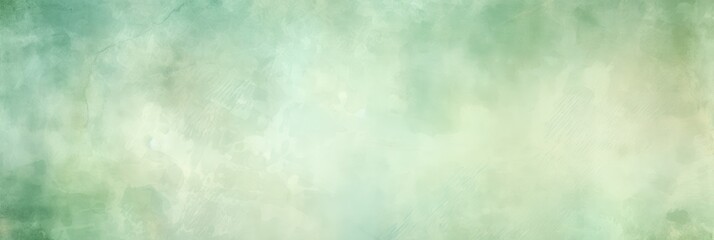 Obraz premium Pastel Green Watercolor Texture Background with Vintage Border Design and Faded Beige Center