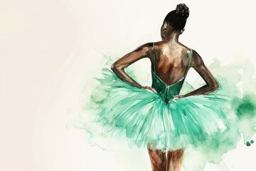 a painting of a ballerina in a turquoise tutu
