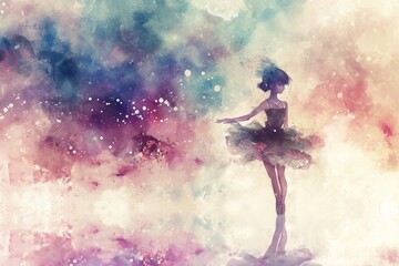 a painting of a ballerina in a colurful tutu