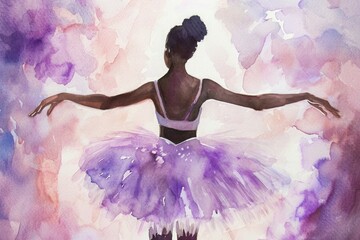 a painting of a ballerina in a violet tutu