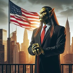 Orc President posing for a political campaign, Generative AI