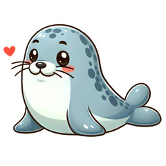 Baby seal with a heart