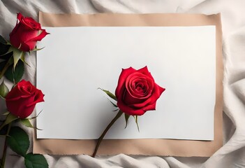 red rose with blank card