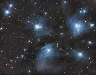 A blue star cluster (Pleiades)