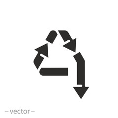 downcycle process icon, flat symbol, vector illustration