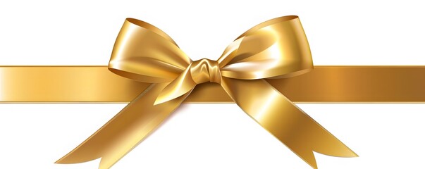 wrapped gold ribbon isolated on white with bow