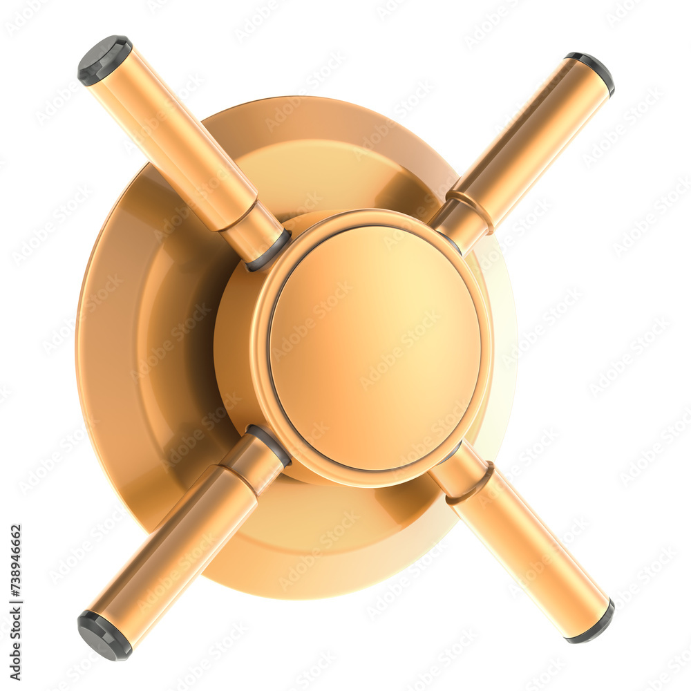 Poster copper metal handle safe, 3d rendering isolated on transparent background