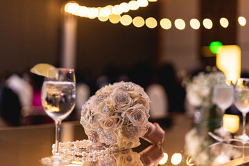 A bouquet is a collection of flowers in a creative arrangement, used widely in weddings, the symbolism depends on the types of flowers used and culture. Wedding bouquet 