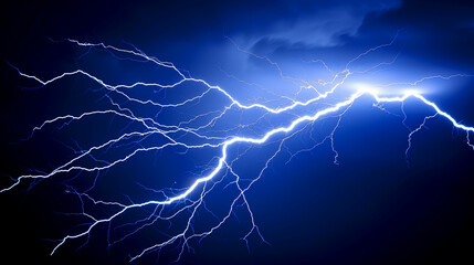 Lightning burst, glowing over the night sky. Electric flare shining in the sky. Banner design.