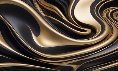 a black and gold abstract painting wallpaper with white and black swirl
