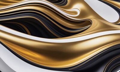 a black and gold abstract painting wallpaper with white and black swirl_3