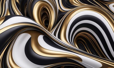 a black and gold abstract painting wallpaper with white and black swirl_2