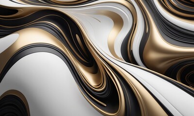 a black and gold abstract painting wallpaper with white and black swirl_2