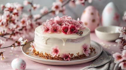 Obraz na płótnie Canvas Easter Dessert: Fluffy Easter Egg Cake
