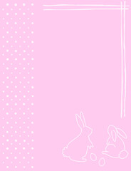 Happy Easter. bunny and handmade frames, pink background and light pink outline. vector art. Perfect for advertisements, parties, campaigns and stationery.
