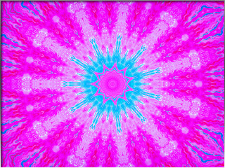 Obraz premium Abstract, Spiral Pattern, with Pink and Blue Shapes, within a Border