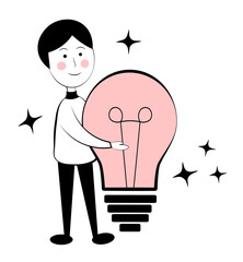 Man and light bulb. Doodle
