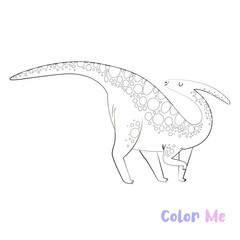 Coloring book Dinosaurs species black white hand-drawn sketch