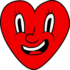 Smiling retro love heart character sticker