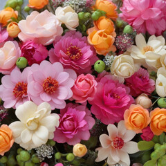 Obraz na płótnie Canvas Colorful flower background of fresh peonies