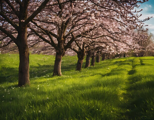 Natural spring background and flower tree
