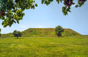 Monks Mound Located At The Cahokia Mounds UNESCO World Heritage Site Near Collinsville, Illinois
