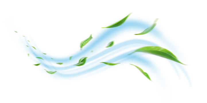 Green Floating Leaves Flying Leaves Green Leaf Dancing, Air Purifier Atmosphere Simple Main Picture.