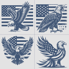 Eagle With American Flag Vector , 4th of July vector File