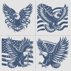 Eagle With American Flag Vector , 4th of July vector File