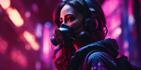 woman with gas mask