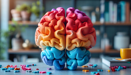 Puzzle shaped like the side view of a brain.
