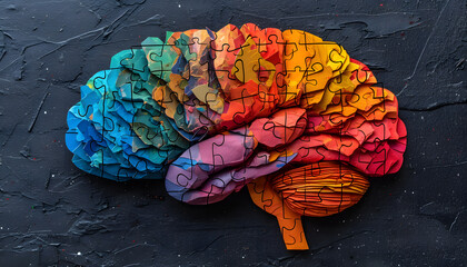 Puzzle shaped like the side view of a brain.
 - obrazy, fototapety, plakaty